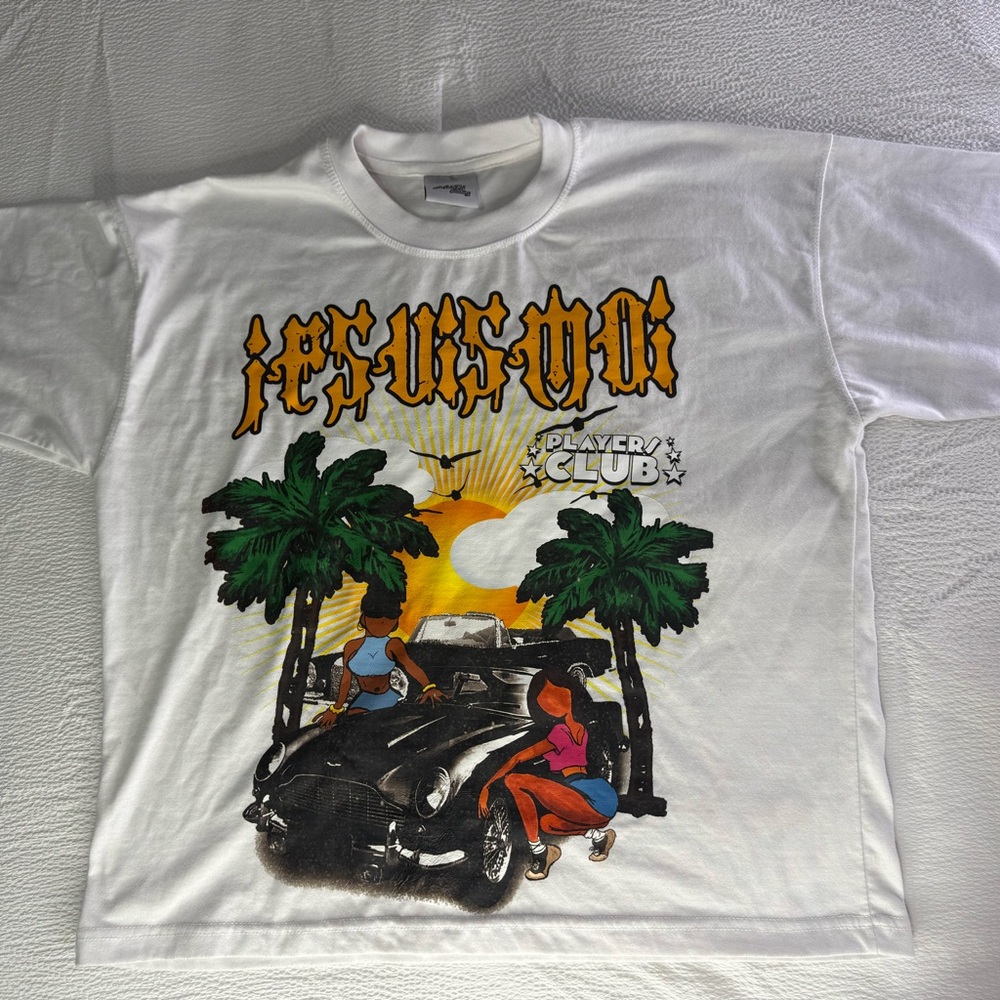 JesuisMoi Clothing White Cotton Graphic Logo Men's T-Shirt Crew Neck